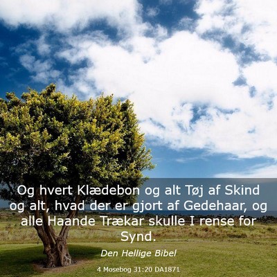 Picture 03 - 4 Mosebog 31:20 DA1871 - Og hvert Klædebon og alt Tøj af Skind og alt, - Bible Verse Picture