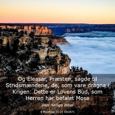 Picture 03 - 4 Mosebog 31:21 DA1871 - Og Eleasar, Præsten, sagde til Stridsmændene, - Bible Verse Picture