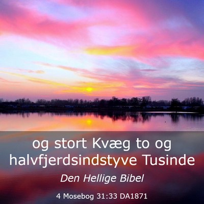 Picture 03 - 4 Mosebog 31:33 DA1871 - og stort Kvæg to og halvfjerdsindstyve - Bible Verse Picture