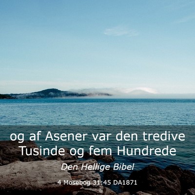 Picture 03 - 4 Mosebog 31:45 DA1871 - og af Asener var den tredive Tusinde og fem - Bible Verse Picture