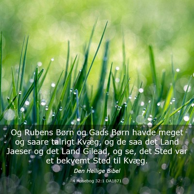 Picture 03 - 4 Mosebog 32:1 DA1871 - Og Rubens Børn og Gads Børn havde meget og - Bible Verse Picture