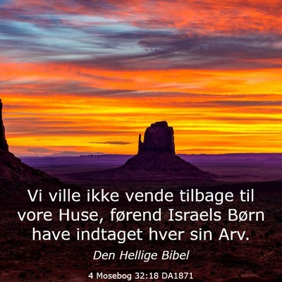 Picture 03 - 4 Mosebog 32:18 DA1871 - Vi ville ikke vende tilbage til vore Huse, - Bible Verse Picture
