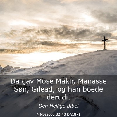 Picture 03 - 4 Mosebog 32:40 DA1871 - Da gav Mose Makir, Manasse Søn, Gilead, og han - Bible Verse Picture