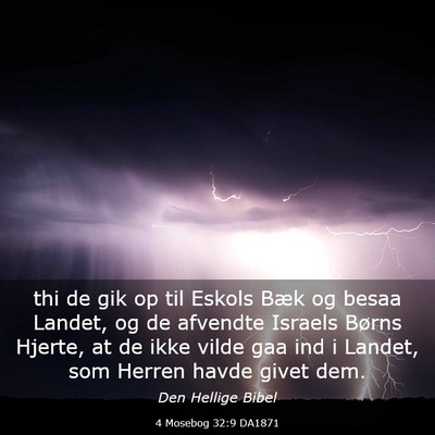 Picture 03 - 4 Mosebog 32:9 DA1871 - thi de gik op til Eskols Bæk og besaa Landet, og - Bible Verse Picture