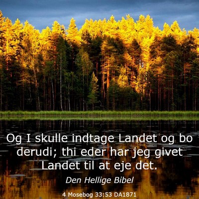 Picture 03 - 4 Mosebog 33:53 DA1871 - Og I skulle indtage Landet og bo derudi; thi eder - Bible Verse Picture