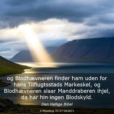 Picture 03 - 4 Mosebog 35:27 DA1871 - og Blodhævneren finder ham uden for hans - Bible Verse Picture