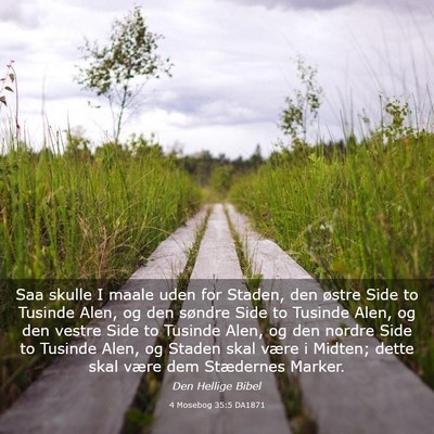 Picture 03 - 4 Mosebog 35:5 DA1871 - Saa skulle I maale uden for Staden, den østre - Bible Verse Picture