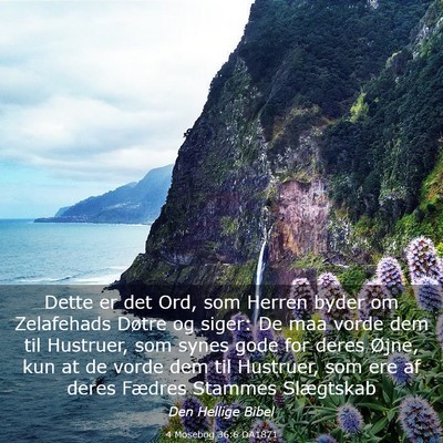 Picture 03 - 4 Mosebog 36:6 DA1871 - Dette er det Ord, som Herren byder om Zelafehads - Bible Verse Picture