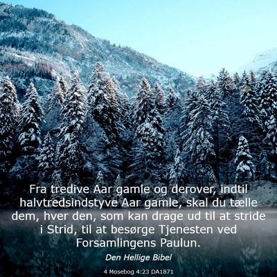 Picture 03 - 4 Mosebog 4:23 DA1871 - Fra tredive Aar gamle og derover, indtil - Bible Verse Picture