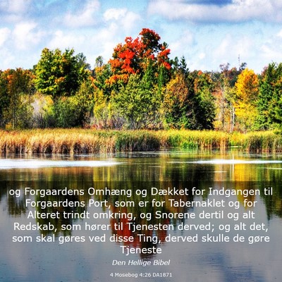 Picture 03 - 4 Mosebog 4:26 DA1871 - og Forgaardens Omhæng og Dækket for Indgangen - Bible Verse Picture