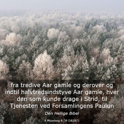 Picture 03 - 4 Mosebog 4:39 DA1871 - fra tredive Aar gamle og derover og indtil - Bible Verse Picture