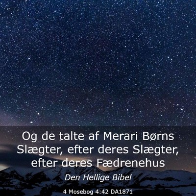 Picture 03 - 4 Mosebog 4:42 DA1871 - Og de talte af Merari Børns Slægter, efter - Bible Verse Picture