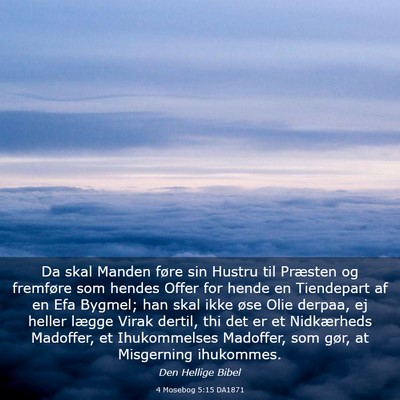Picture 03 - 4 Mosebog 5:15 DA1871 - Da skal Manden føre sin Hustru til Præsten og - Bible Verse Picture