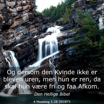 Picture 03 - 4 Mosebog 5:28 DA1871 - Og dersom den Kvinde ikke er bleven uren, men hun - Bible Verse Picture