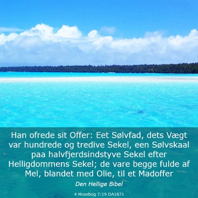 Picture 03 - 4 Mosebog 7:19 DA1871 - Han ofrede sit Offer: Eet Sølvfad, dets Vægt - Bible Verse Picture