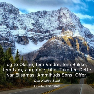 Picture 03 - 4 Mosebog 7:53 DA1871 - og to Øksne, fem Vædre, fem Bukke, fem Lam, - Bible Verse Picture