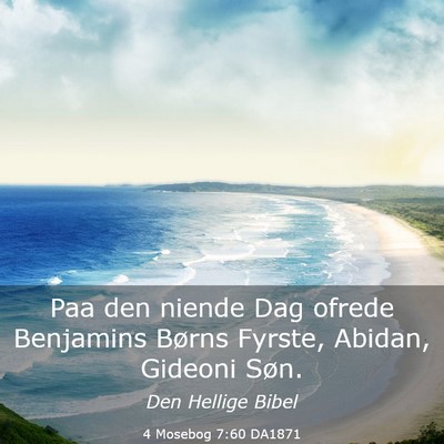 Picture 03 - 4 Mosebog 7:60 DA1871 - Paa den niende Dag ofrede Benjamins Børns - Bible Verse Picture