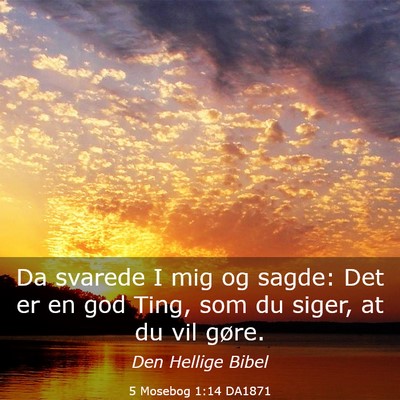 Picture 03 - 5 Mosebog 1:14 DA1871 - Da svarede I mig og sagde: Det er en god Ting, - Bible Verse Picture