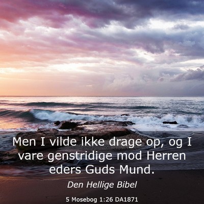 Picture 03 - 5 Mosebog 1:26 DA1871 - Men I vilde ikke drage op, og I vare genstridige - Bible Verse Picture