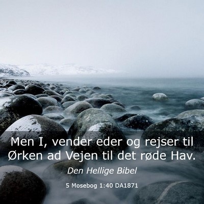Picture 03 - 5 Mosebog 1:40 DA1871 - Men I, vender eder og rejser til Ørken ad Vejen - Bible Verse Picture