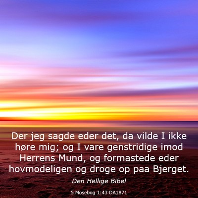 Picture 03 - 5 Mosebog 1:43 DA1871 - Der jeg sagde eder det, da vilde I ikke høre - Bible Verse Picture