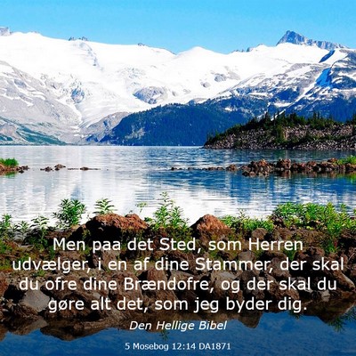Picture 03 - 5 Mosebog 12:14 DA1871 - Men paa det Sted, som Herren udvælger, i en af - Bible Verse Picture