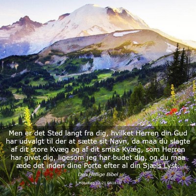 Picture 03 - 5 Mosebog 12:21 DA1871 - Men er det Sted langt fra dig, hvilket Herren din - Bible Verse Picture