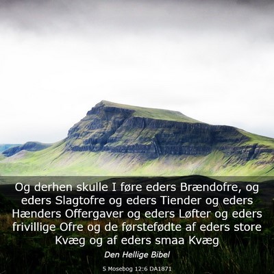 Picture 03 - 5 Mosebog 12:6 DA1871 - Og derhen skulle I føre eders Brændofre, og - Bible Verse Picture