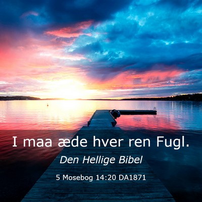 Picture 03 - 5 Mosebog 14:20 DA1871 - I maa æde hver ren - Bible Verse Picture
