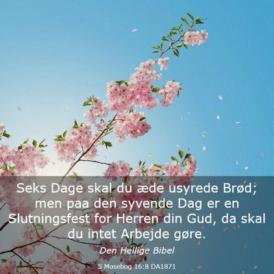 Picture 03 - 5 Mosebog 16:8 DA1871 - Seks Dage skal du æde usyrede Brød; men paa den - Bible Verse Picture