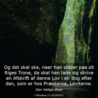 Picture 03 - 5 Mosebog 17:18 DA1871 - Og det skal ske, naar han sidder paa sit Riges - Bible Verse Picture