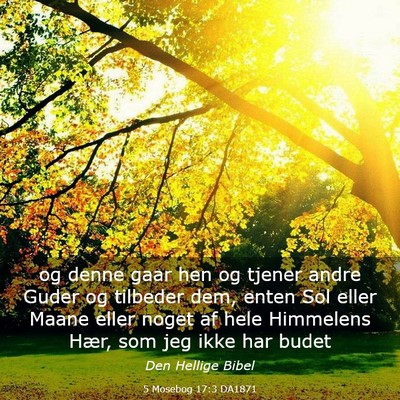 Picture 03 - 5 Mosebog 17:3 DA1871 - og denne gaar hen og tjener andre Guder og - Bible Verse Picture