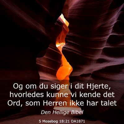 Picture 03 - 5 Mosebog 18:21 DA1871 - Og om du siger i dit Hjerte, hvorledes kunne vi - Bible Verse Picture