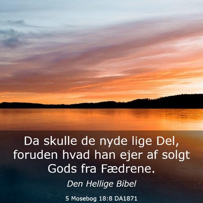 Picture 03 - 5 Mosebog 18:8 DA1871 - Da skulle de nyde lige Del, foruden hvad han ejer - Bible Verse Picture