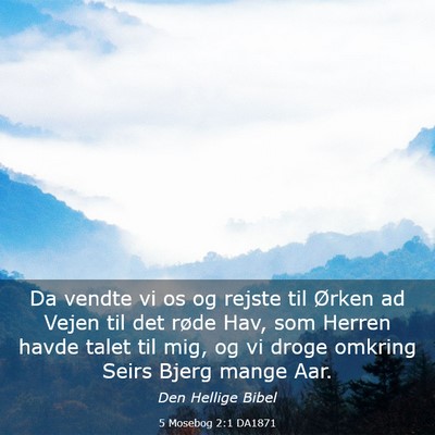 Picture 03 - 5 Mosebog 2:1 DA1871 - Da vendte vi os og rejste til Ørken ad Vejen til - Bible Verse Picture