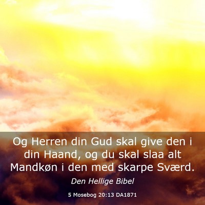 Picture 03 - 5 Mosebog 20:13 DA1871 - Og Herren din Gud skal give den i din Haand, og - Bible Verse Picture