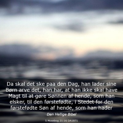 Picture 03 - 5 Mosebog 21:16 DA1871 - Da skal det ske paa den Dag, han lader sine Børn - Bible Verse Picture