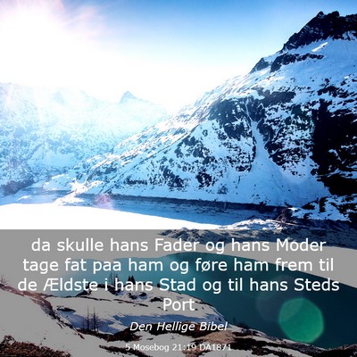 Picture 03 - 5 Mosebog 21:19 DA1871 - da skulle hans Fader og hans Moder tage fat paa - Bible Verse Picture