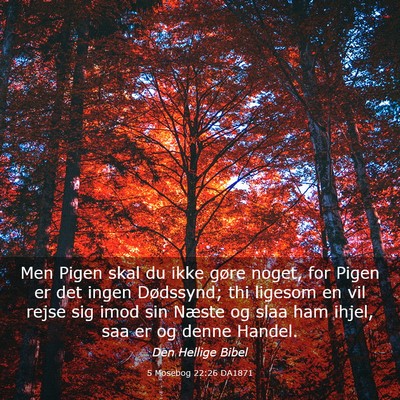 Picture 03 - 5 Mosebog 22:26 DA1871 - Men Pigen skal du ikke gøre noget, for Pigen er - Bible Verse Picture