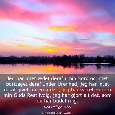 Picture 03 - 5 Mosebog 26:14 DA1871 - Jeg har intet ædet deraf i min Sorg og intet - Bible Verse Picture
