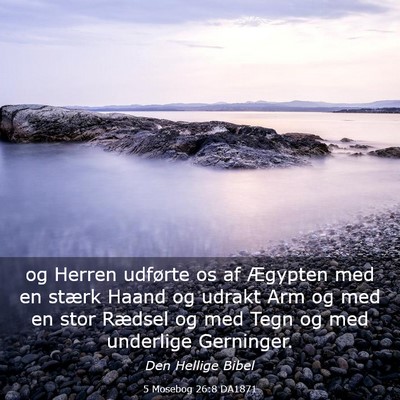 Picture 03 - 5 Mosebog 26:8 DA1871 - og Herren udførte os af Ægypten med en stærk - Bible Verse Picture