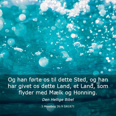 Picture 03 - 5 Mosebog 26:9 DA1871 - Og han førte os til dette Sted, og han har givet - Bible Verse Picture