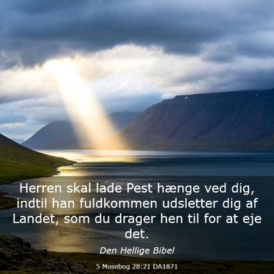 Picture 03 - 5 Mosebog 28:21 DA1871 - Herren skal lade Pest hænge ved dig, indtil han - Bible Verse Picture