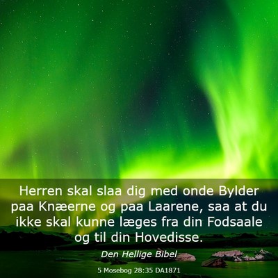 Picture 03 - 5 Mosebog 28:35 DA1871 - Herren skal slaa dig med onde Bylder paa Knæerne - Bible Verse Picture
