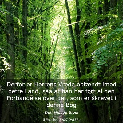 Picture 03 - 5 Mosebog 29:27 DA1871 - Derfor er Herrens Vrede optændt imod dette Land, - Bible Verse Picture
