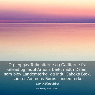 Picture 03 - 5 Mosebog 3:16 DA1871 - Og jeg gav Rubeniterne og Gaditerne fra Gilead og - Bible Verse Picture