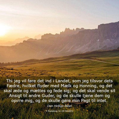 Picture 03 - 5 Mosebog 31:20 DA1871 - Thi jeg vil føre det ind i Landet, som jeg - Bible Verse Picture