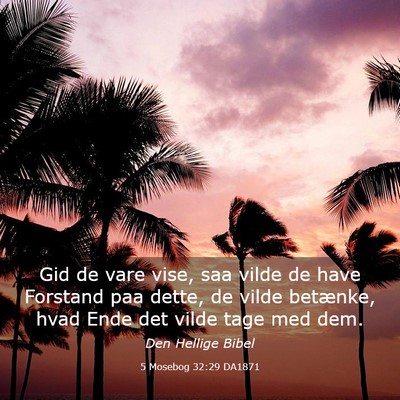 Picture 03 - 5 Mosebog 32:29 DA1871 - Gid de vare vise, saa vilde de have Forstand paa - Bible Verse Picture