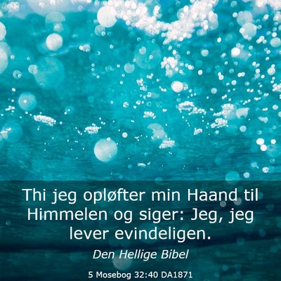 Picture 03 - 5 Mosebog 32:40 DA1871 - Thi jeg opløfter min Haand til Himmelen og - Bible Verse Picture