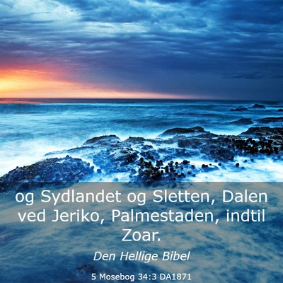 Picture 03 - 5 Mosebog 34:3 DA1871 - og Sydlandet og Sletten, Dalen ved Jeriko, - Bible Verse Picture